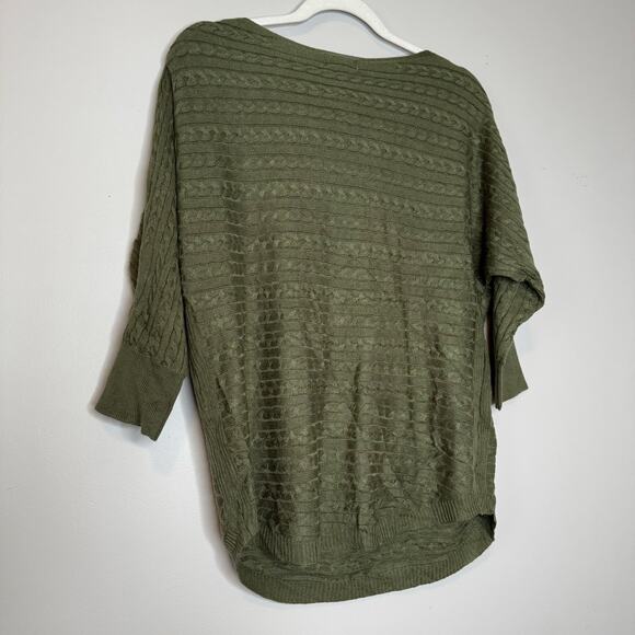 Market & Spruce Green Cable Knit Boat Neck Sweater Top NWT Women’s XS - Picture 6 of 10